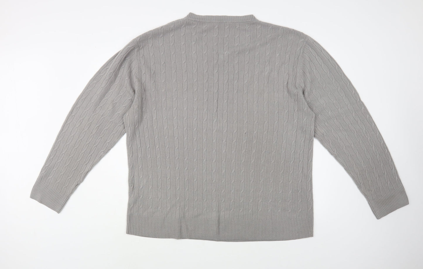 Harbour Classic Mens Grey V-Neck  Acrylic Pullover Jumper Size 2XL