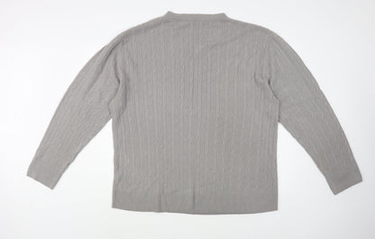 Harbour Classic Mens Grey V-Neck  Acrylic Pullover Jumper Size 2XL