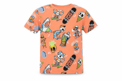 NEXT Girls Orange Geometric Cotton Pullover T-Shirt Size 3 Years Crew Neck Pullover