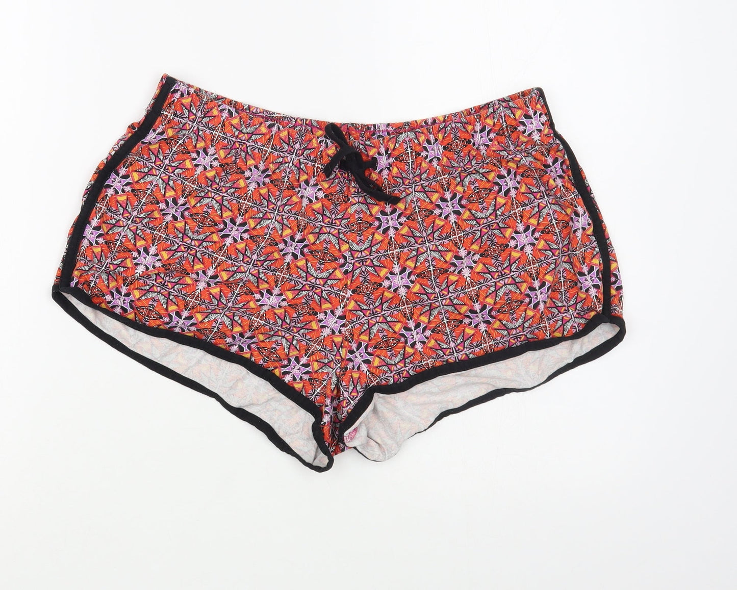 George Womens Red Geometric Cotton Hot Pants Shorts Size 14 L3 in Regular Drawstring