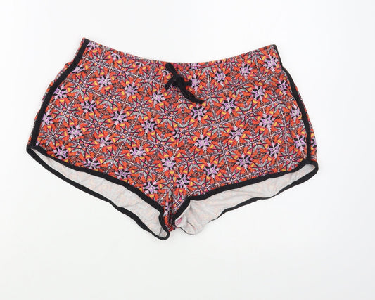 George Womens Red Geometric Cotton Hot Pants Shorts Size 14 L3 in Regular Drawstring