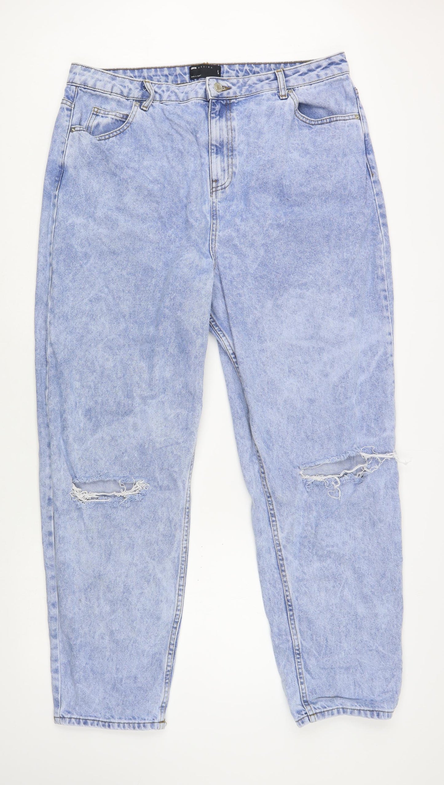 ASOS Womens Blue  Cotton Mom Jeans Size 36 in L32 in Regular Button