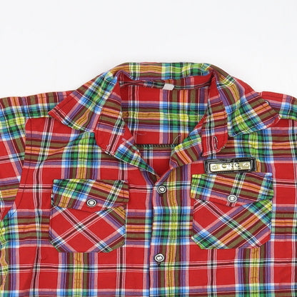 C'N'C Boys Red Plaid Cotton Basic Button-Up Size 5-6 Years Collared Button