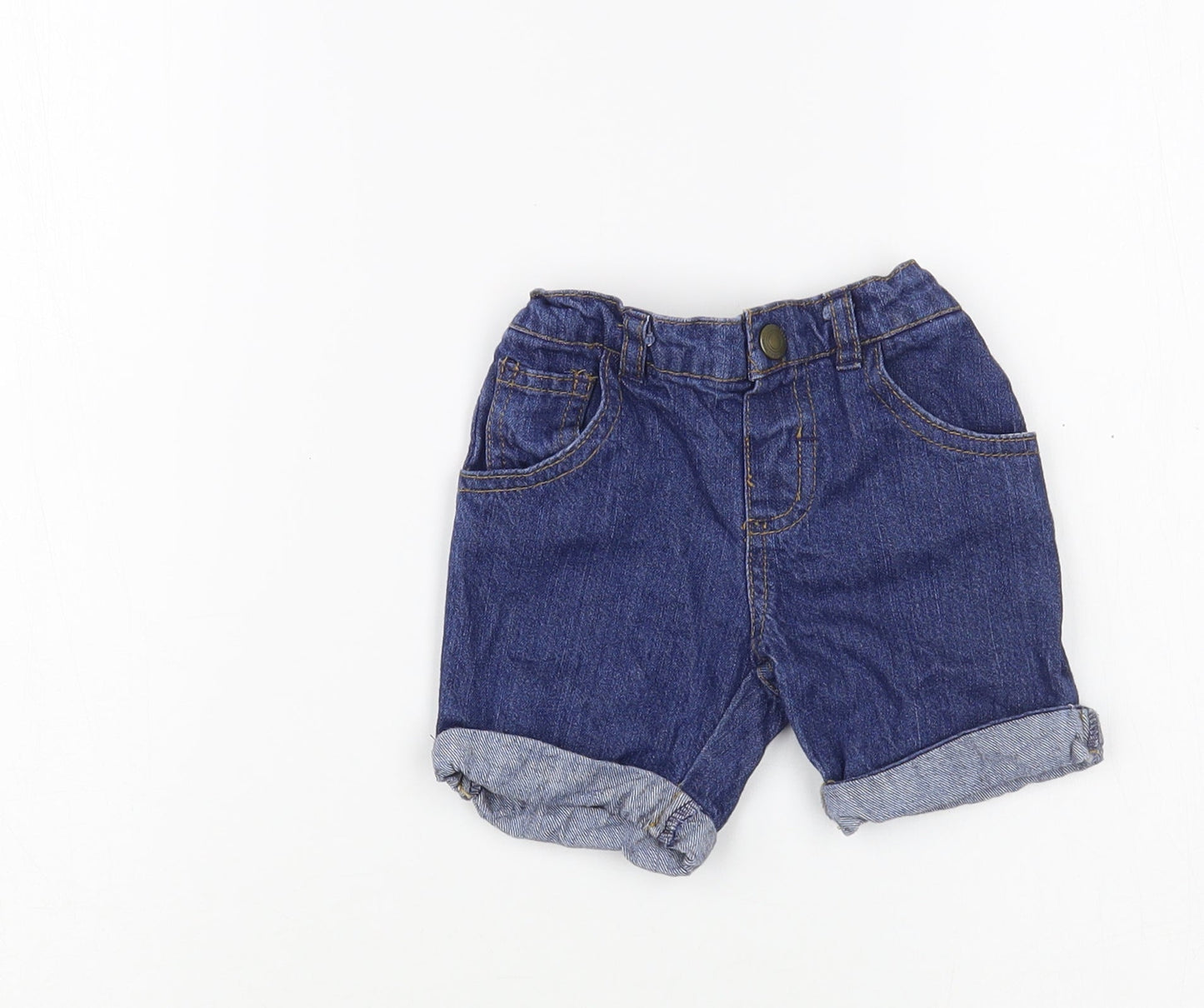 Primark Baby Blue  Cotton Cropped Trousers Size 9-12 Months  Snap