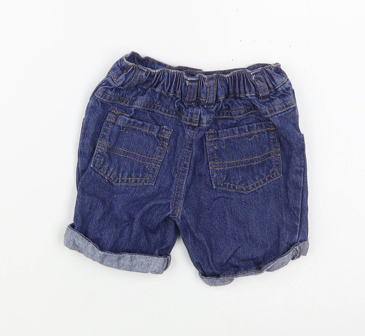 Primark Baby Blue  Cotton Cropped Trousers Size 9-12 Months  Snap