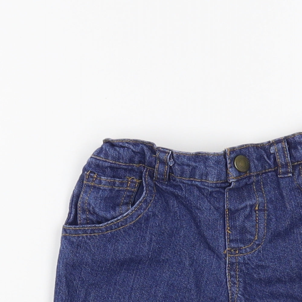 Primark Baby Blue  Cotton Cropped Trousers Size 9-12 Months  Snap