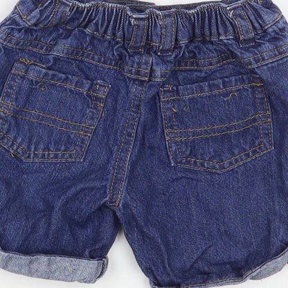 Primark Baby Blue  Cotton Cropped Trousers Size 9-12 Months  Snap