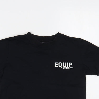 Equip Boys Black  Cotton Basic T-Shirt Size 9-10 Years Crew Neck Pullover