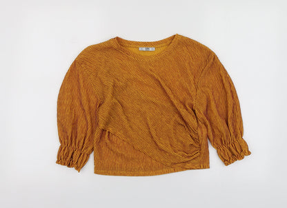 Womens UK Size S Zara Yellow Basic T-Shirt