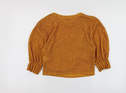 Womens UK Size S Zara Yellow Basic T-Shirt
