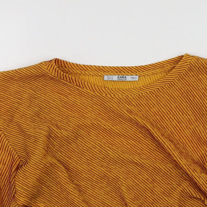Womens UK Size S Zara Yellow Basic T-Shirt