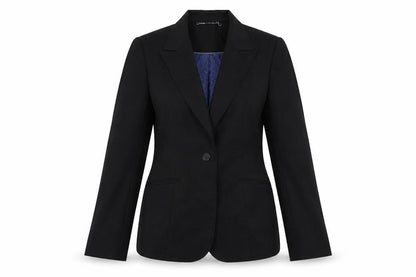 Quentin Reed Womens Black Striped Wool Jacket Suit Jacket Size 10