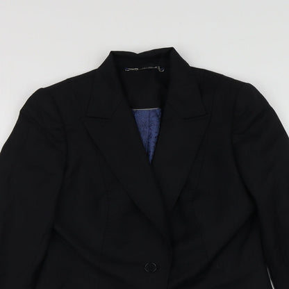 Quentin Reed Womens Black Striped Wool Jacket Suit Jacket Size 10