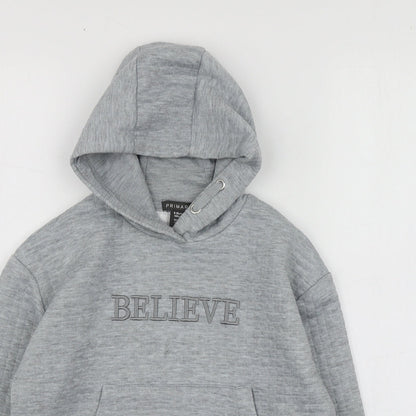 Primark Girls Grey Geometric Polyester Pullover Hoodie Size 9-10 Years
