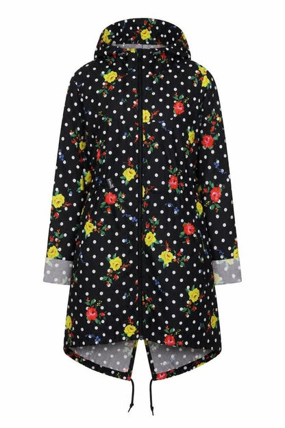 Demin.Co Womens Black Polka Dot  Parka Jacket Size XS