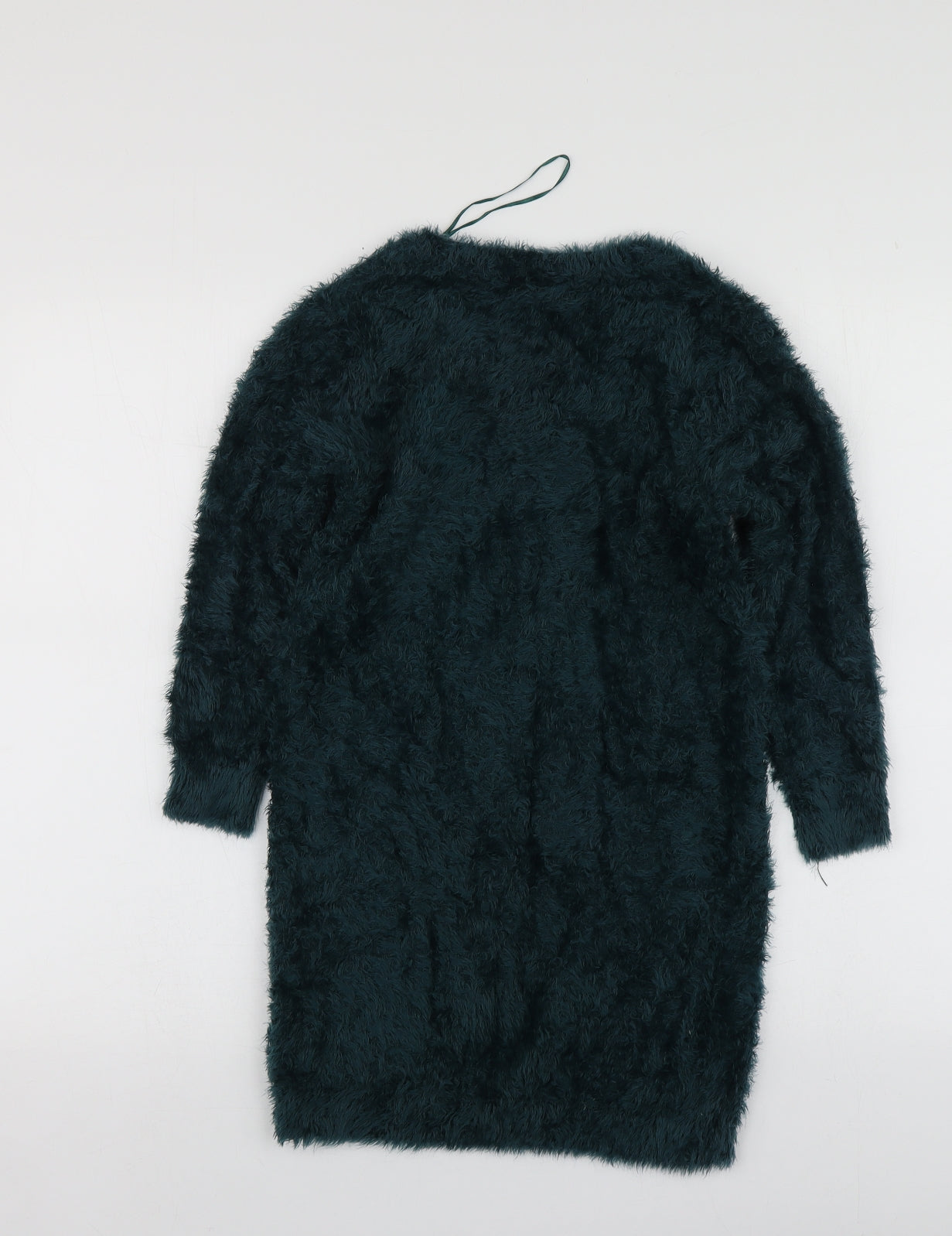 F&F Womens Green V-Neck  Nylon Pullover Jumper Size 8