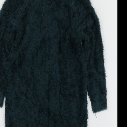 F&F Womens Green V-Neck  Nylon Pullover Jumper Size 8