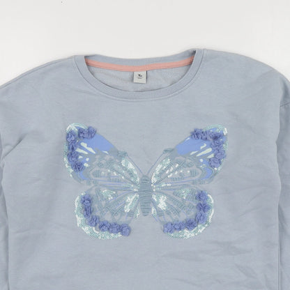 TU Girls Blue Geometric Cotton Pullover Hoodie Size 12 Years