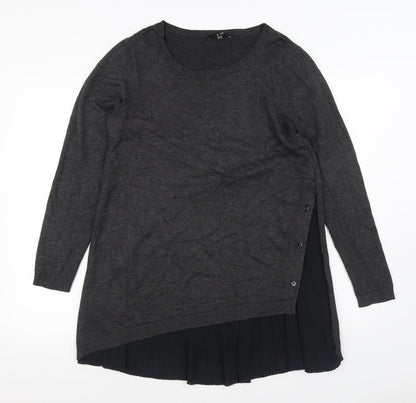 Yest Womens Grey  Viscose Jumper Dress  Size 12  Scoop Neck Pullover