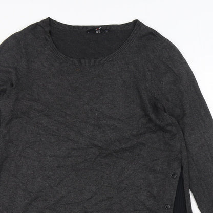 Yest Womens Grey  Viscose Jumper Dress  Size 12  Scoop Neck Pullover