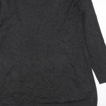 Yest Womens Grey  Viscose Jumper Dress  Size 12  Scoop Neck Pullover