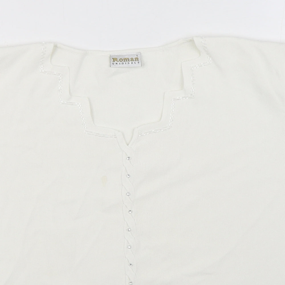 Womens UK Size L Roman White Pullover Jumper