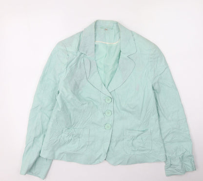 Womens UK Size 14 Preworn Green Cardigan Jumper