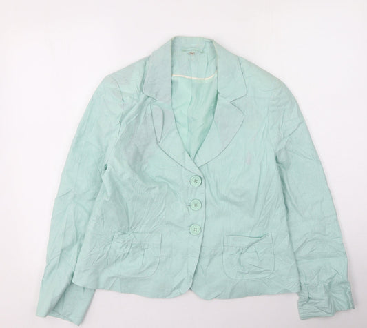 Womens UK Size 14 Preworn Green Cardigan Jumper