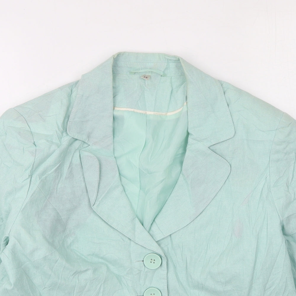 Womens UK Size 14 Preworn Green Cardigan Jumper