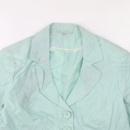 Womens UK Size 14 Preworn Green Cardigan Jumper