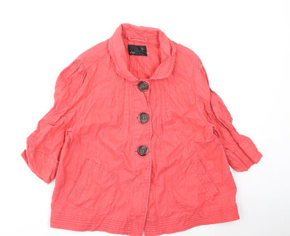 F&F Womens Pink Collared  Linen Cardigan Jumper Size 12