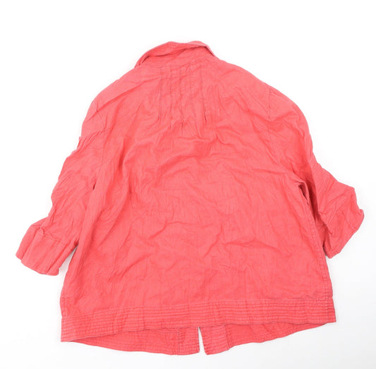 F&F Womens Pink Collared  Linen Cardigan Jumper Size 12