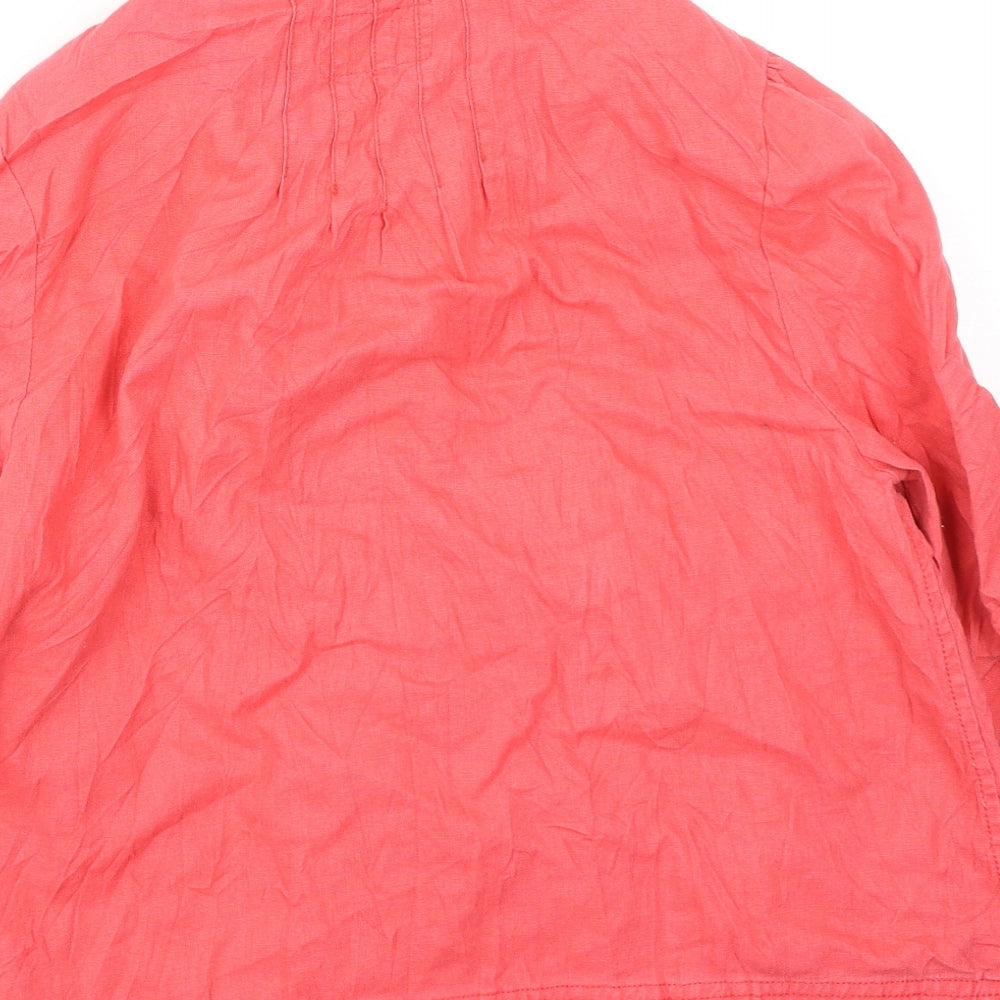 F&F Womens Pink Collared  Linen Cardigan Jumper Size 12