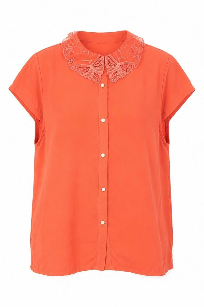 Womens UK Size 10 Cutie Orange Basic Button-Up