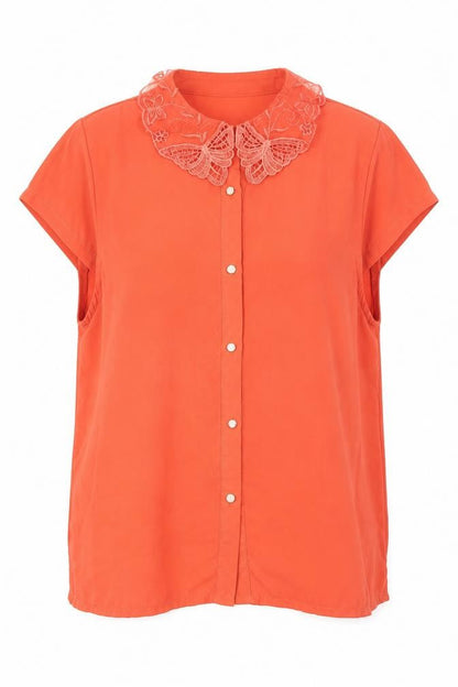 Womens UK Size 10 Cutie Orange Basic Button-Up