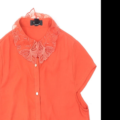Womens UK Size 10 Cutie Orange Basic Button-Up