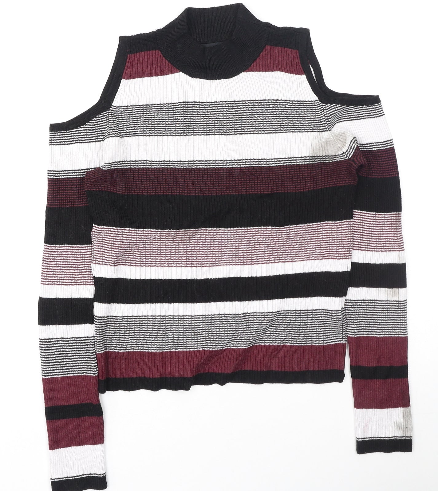 Primark Womens Multicoloured High Neck Striped Viscose Pullover Jumper Size 12