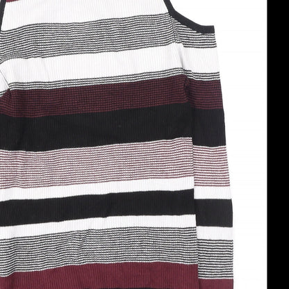 Primark Womens Multicoloured High Neck Striped Viscose Pullover Jumper Size 12