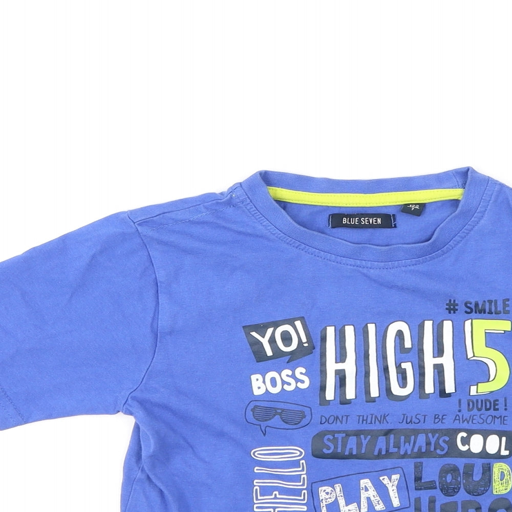 blue seven  Boys Blue  Cotton Basic Casual Size 7 Years Round Neck