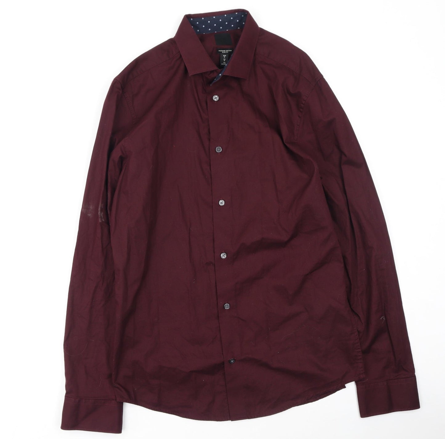 Mens UK Size M H&M Purple  Button-Up Long Sleeve Casual Shirt