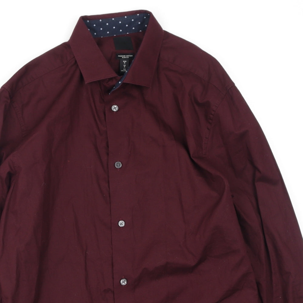 Mens UK Size M H&M Purple  Button-Up Long Sleeve Casual Shirt