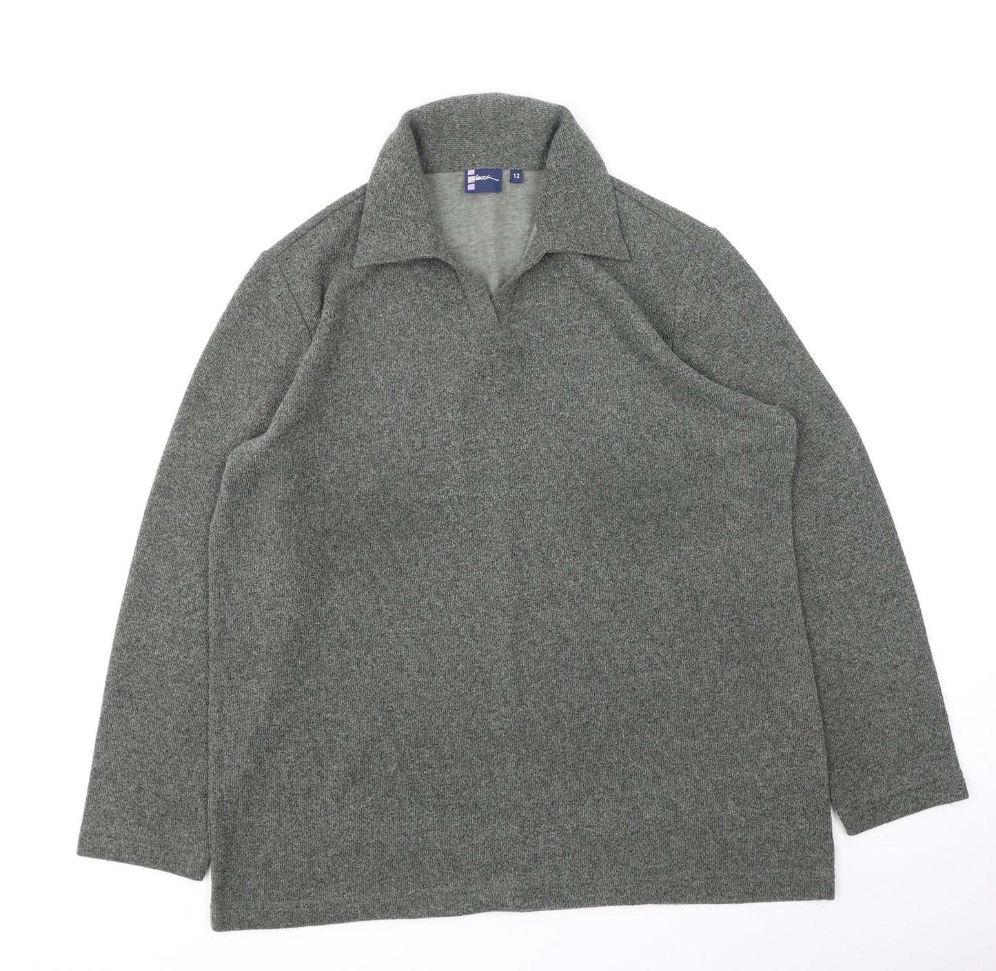 DASH Womens Grey Collared  Polyester Pullover Jumper Size 12