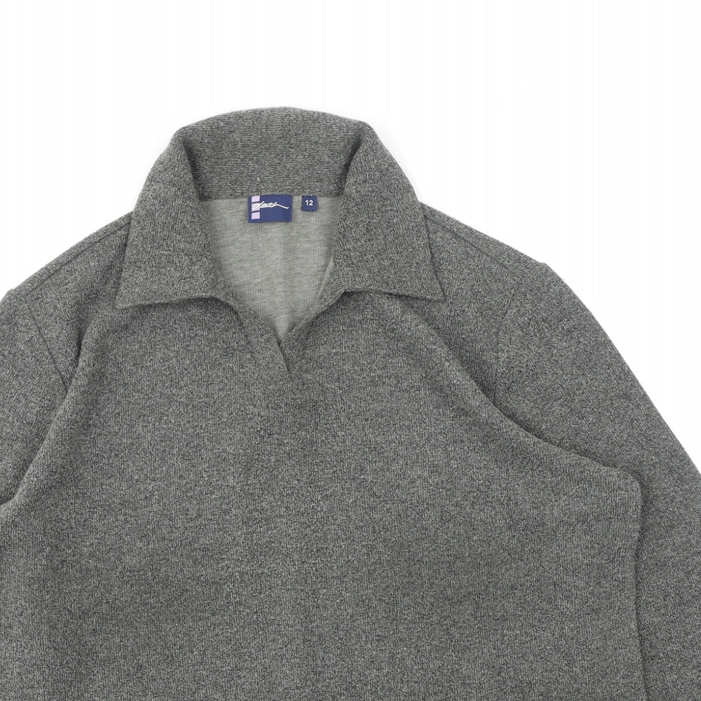 DASH Womens Grey Collared  Polyester Pullover Jumper Size 12