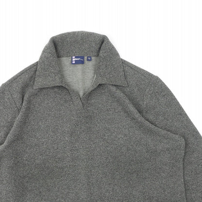 DASH Womens Grey Collared  Polyester Pullover Jumper Size 12