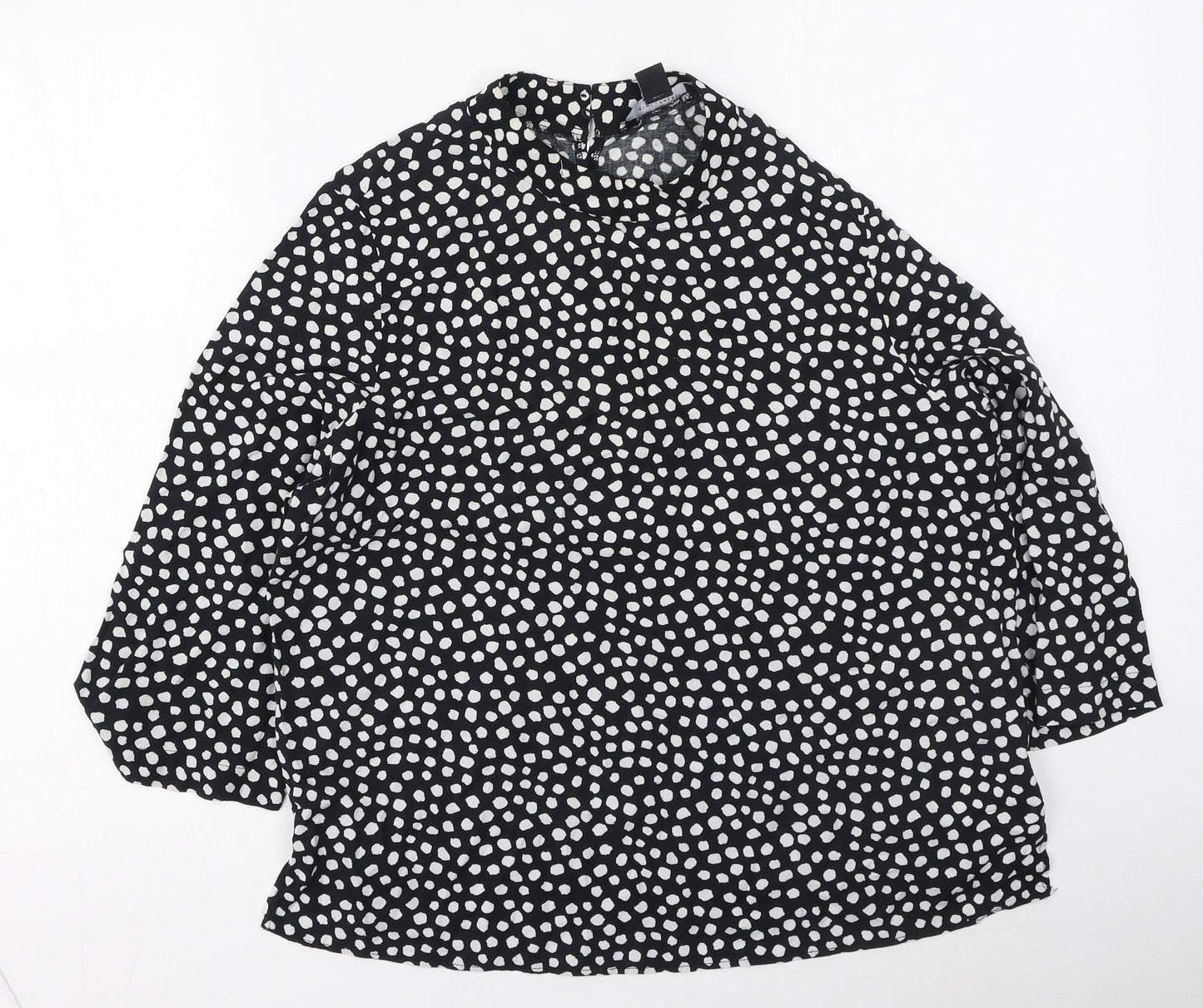 Primark  Womens Multicoloured Polka Dot Viscose Basic Blouse Size 14 High Neck