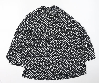 Primark  Womens Multicoloured Polka Dot Viscose Basic Blouse Size 14 High Neck