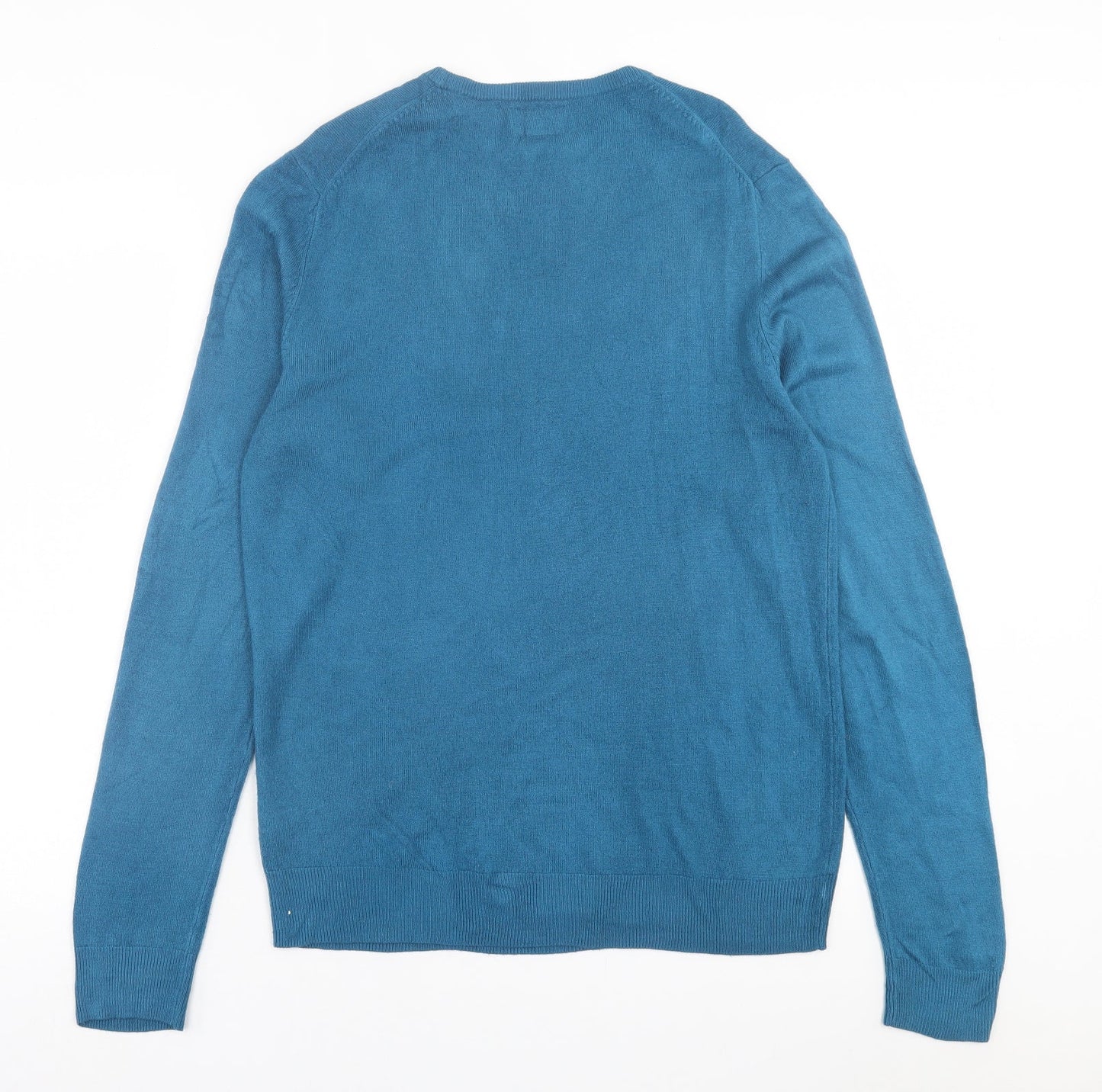 F&F Mens Blue Crew Neck  Acrylic Pullover Jumper Size M