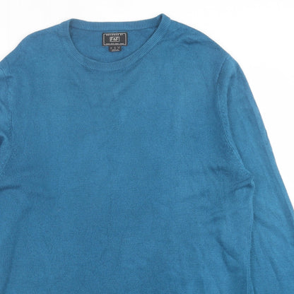 F&F Mens Blue Crew Neck  Acrylic Pullover Jumper Size M
