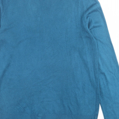 F&F Mens Blue Crew Neck  Acrylic Pullover Jumper Size M