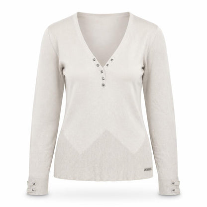 John Richmond Womens Ivory V-Neck  Viscose Pullover Jumper Size 12